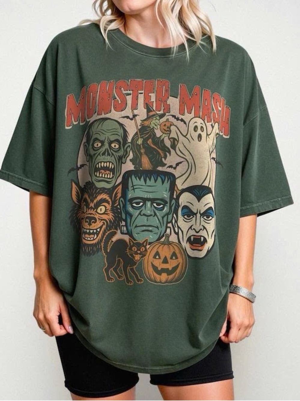 Olive Green Monster Mash Short Sleeve Tee